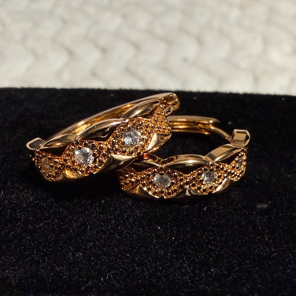 Pretty Bird Rose Gold Plated and CZ Hoop Earrings